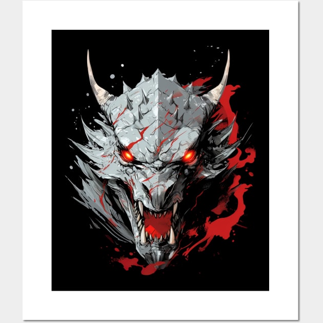 Epic Red Fantasy Dragon Wall Art by VoidCrow